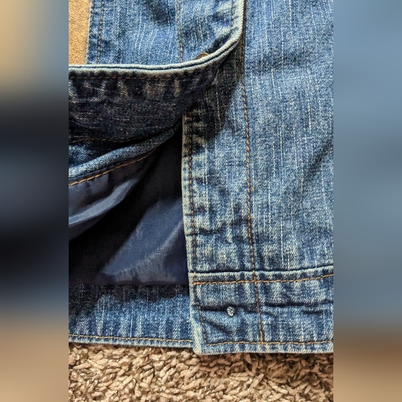 Denim & Embossed Leather Jacket - Picture 9 of 10